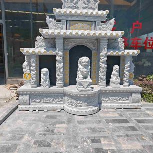 东莞芝麻白中国黑石材套墓 花岗岩墓碑